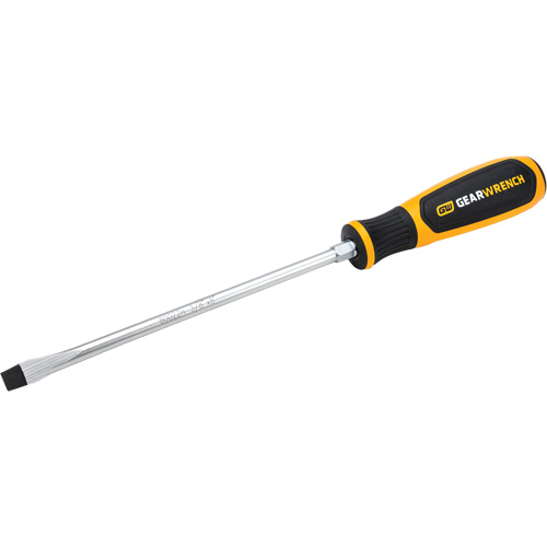 Slotted Dual Material Screwdriver, 3/8", 13-1/10" L, Plastic Handle Cam Industrial