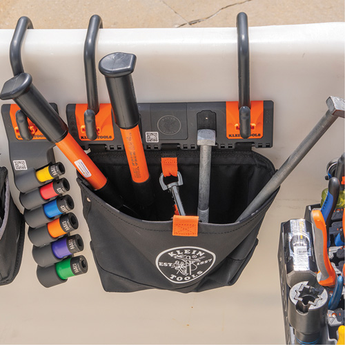Module de poche pour quincaillerie avec crochet en S Bucket Work Centre, Nylon, 1 pochettes, Noir/Orange Cam Industrial