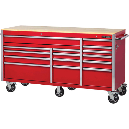PRC7215 Pro Series Roller Cabinet, 15 Drawers, 72" W x 24" D x Red Cam Industrial