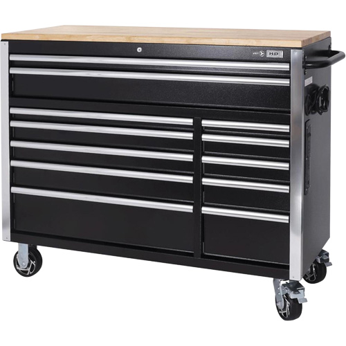 HDRC5212 HD Series Roller Cabinet, 12 Drawers, 51-1/4" W x 21" D x 40-3/10" H, Black Cam Industrial