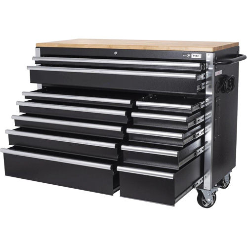 HDRC5212 HD Series Roller Cabinet, 12 Drawers, 51-1/4" W x 21" D x 40-3/10" H, Black Cam Industrial