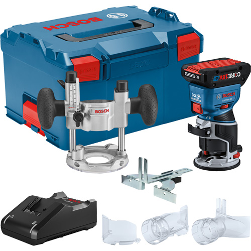 Brushless Colt Palm Router Kit with CORE18V&reg; 4 Ah Advanced Power Battery & Plunge Base Cam Industrial