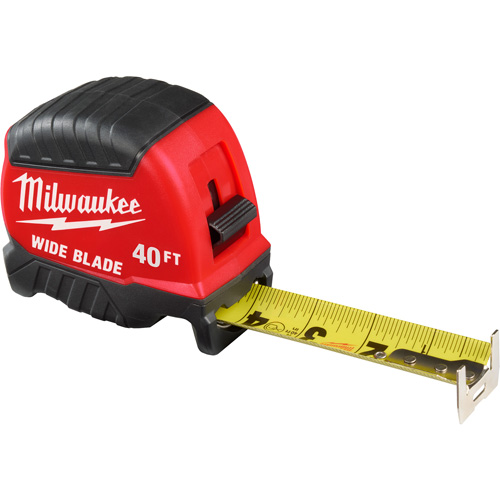 Wide Blade Tape Measure, 1-3/8" x 40' Cam Industrial