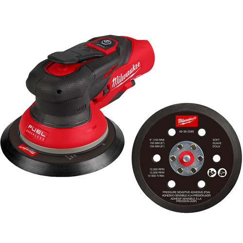 M12 FUEL 6" Random Orbital Sander, 6" Sand Paper, 12 V Cam Industrial