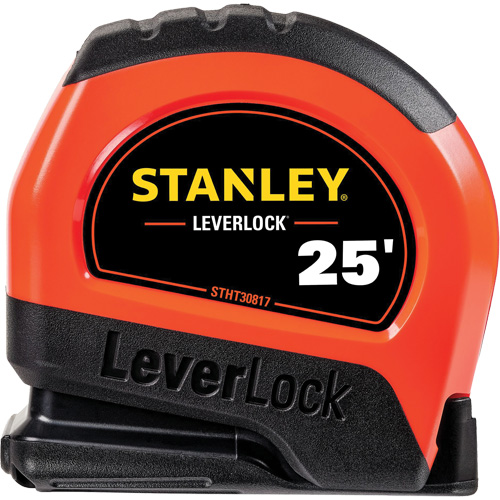 High-Visibility LEVERLOCK&reg; Tape Measure, 25', Imperial Graduations Cam Industrial
