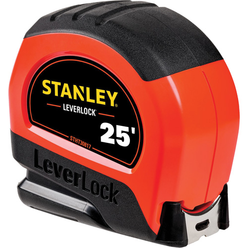 High-Visibility LEVERLOCK&reg; Tape Measure, 25', Imperial Graduations Cam Industrial