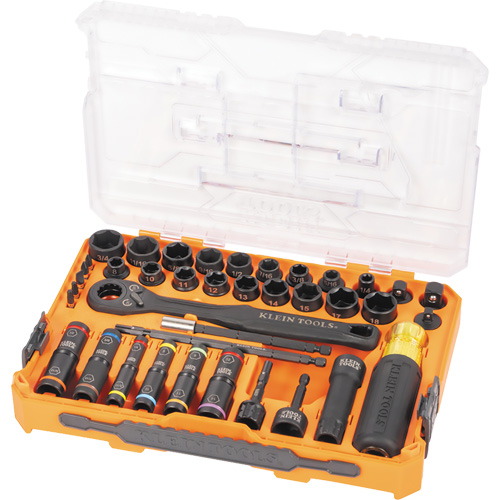 Jeu complet de douilles &agrave; chocs ouvertes & basculantes KNECT, 39 Mcx, Chocs Cam Industrial