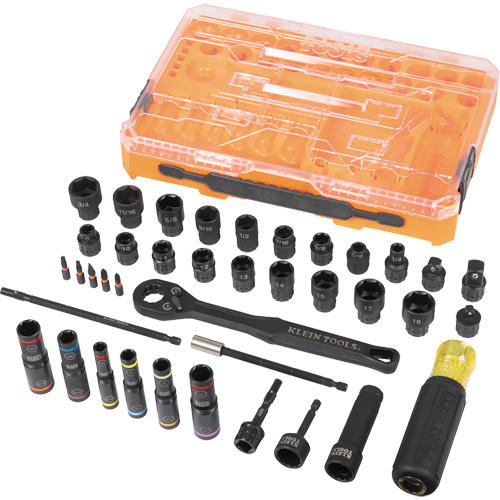 Jeu complet de douilles &agrave; chocs ouvertes & basculantes KNECT, 39 Mcx, Chocs Cam Industrial