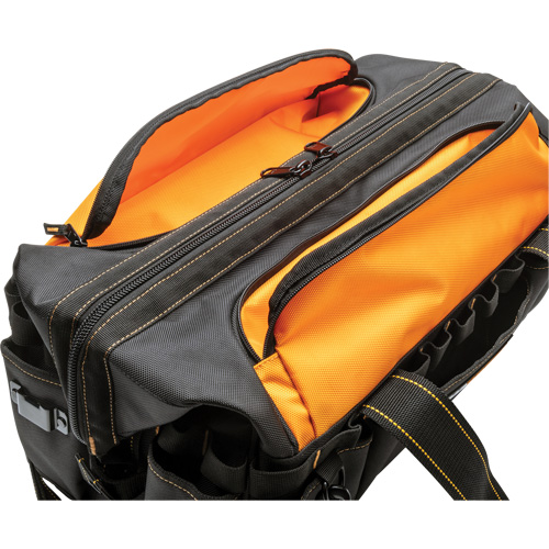 Professional 20" Tool Bag, Nylon, 33 Pockets, Black/Orange Cam Industrial