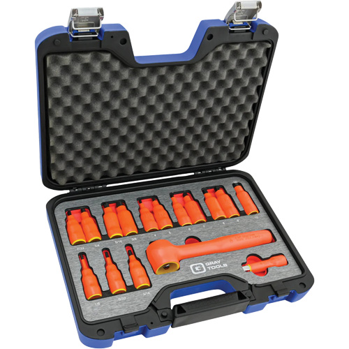 3/8" Drive SAE & Metric Hex Bit Insulated Socket and Attachment Set, 1000 V, 16 Pcs Cam Industrial