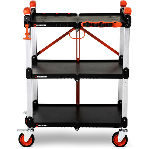 SITERUNNER 3-Shelf Folding Jobsite Cart, 30-3/5" L x 20" W x 42-1/2" H, Black Cam Industrial
