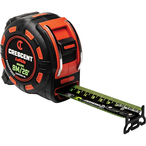 Ruban &agrave; mesurer Shockforce NITE EYE, 1-1/4" x 25'/8 m, Marques de goujon M&eacute;trique/SAE Cam Industrial