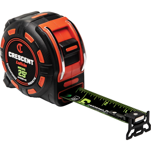 Ruban &agrave; mesurer magn&eacute;tique Shockforce NITE EYE, 1-1/4" x 25', Marques de goujon SAE Cam Industrial