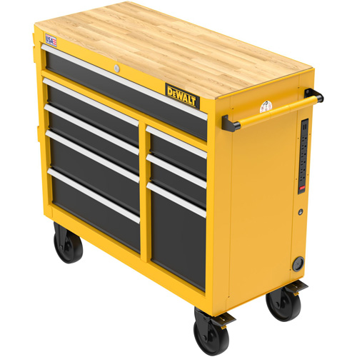Heavy-Duty Mobile Workstation, 8 Drawers, 40" W x Yellow Cam Industrial