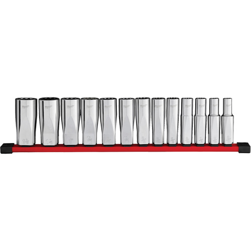 12-Point Deep Well SAE Socket Set, 13 Pcs, 1/2" Drive Size, Deep Cam Industrial