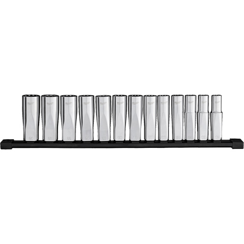 12-Point Deep Well Metric Socket Set, 13 Pcs, 1/2" Drive Size, Deep Cam Industrial