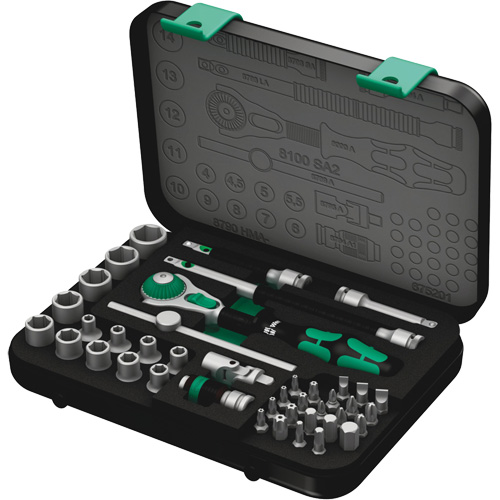 8100 SA 2 Zyklop Speed Ratchet Set, 42 Pcs, 3/8" Drive Size Cam Industrial