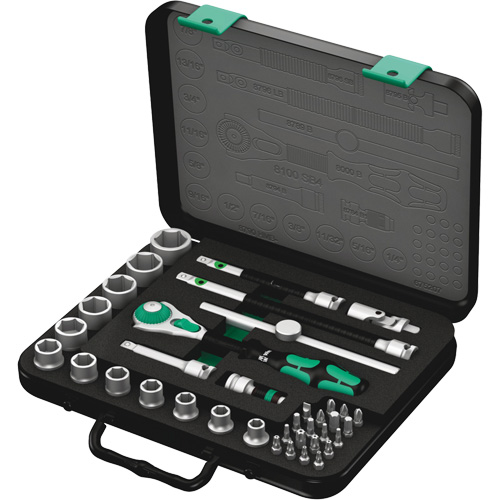 8100 SB 4 Zyklop Speed Ratchet Set, 38 Pcs, 3/8" Drive Size Cam Industrial