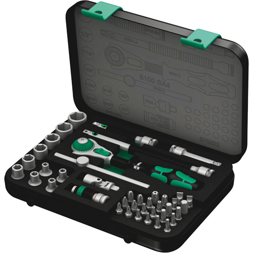 8100 SA 4 Zyklop Speed Ratchet Set, 41 Pcs, 1/4" Drive Size Cam Industrial
