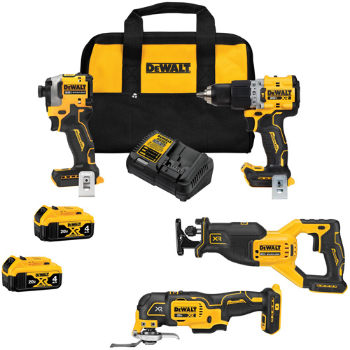 Brushless 4-Tool Combo Kit, Lithium-Ion, 20 V Cam Industrial