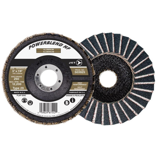 POWERBLEND NF Flap Disc, 5" x 7/8", Type 29, Z60 Grit, Zirconia Alumina Cam Industrial