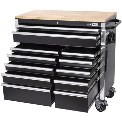HDRC4112 HD Series Roller Cabinet, 12 Drawers, 41" W x 21" D x 40-3/10" H, Black Cam Industrial
