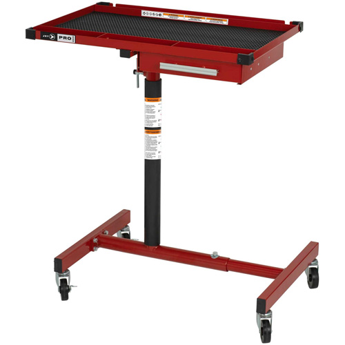 JUHT-220S Adjustable-Height Under-Hood Tool Tray, 1 Drawers, 19-7/8" L x 28-3/4" W x 47-3/4" H, Black/Red Cam Industrial