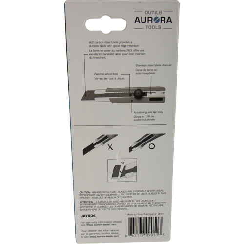 Couteau r&eacute;tractable de 25 mm, Acier inoxydable, Robuste, Prise en Caoutchouc Cam Industrial