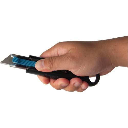 Standard-Duty Retractable Safety Knife, Stainless Steel, Rubber Handle Cam Industrial
