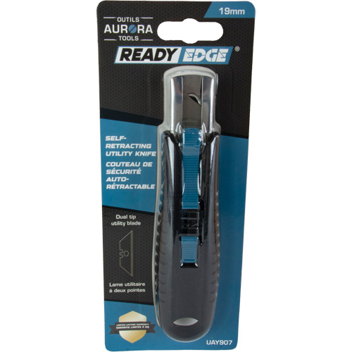 Standard-Duty Retractable Safety Knife, Stainless Steel, Rubber Handle Cam Industrial