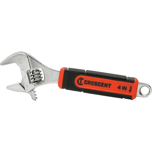 Adjustable Wrench with Quick-Fit Jaw, 4" L, 9/16"/14 mm Max Width, Chrome Cam Industrial