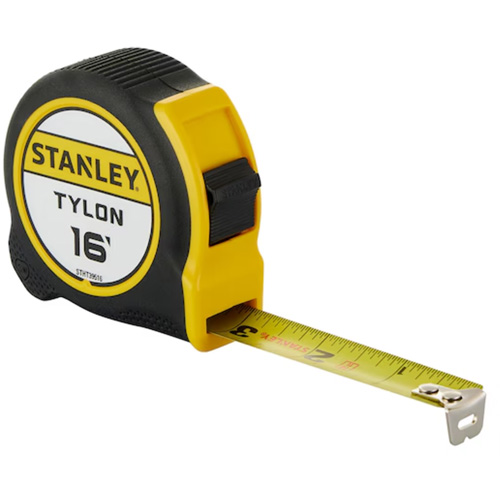 Tylon Tape Measure, 16', Imperial Graduations Cam Industrial