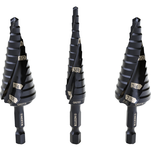 Step Drill Bit Set, 3 Pieces, High Speed Steel Cam Industrial
