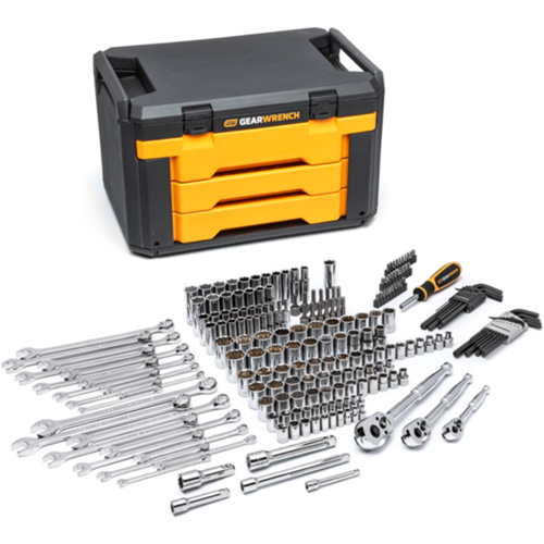 Jeu d'outils pour m&eacute;canicien dans boîte de rangement &agrave; trois tiroirs Cam Industrial
