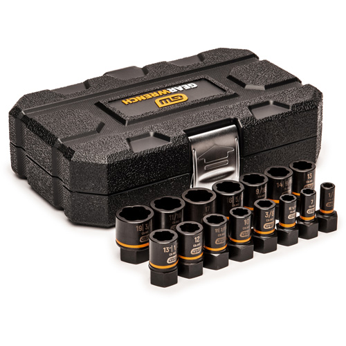 Bolt Biter Extraction Socket Set, 15 Pcs, Impact, 1/4"/3/8" Drive Size Cam Industrial