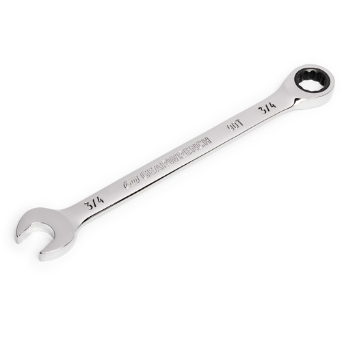 90-Tooth Ratcheting Combination Wrench, 12 Point, 3/4", Chrome Finish Cam Industrial
