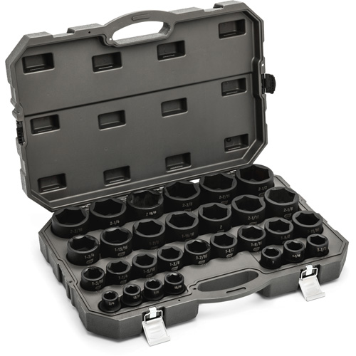 6 Point SAE Socket Set, 29 Pcs, Impact, 3/4" Drive Size Cam Industrial