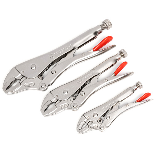 Curved Jaw Locking Pliers with Wire Cutter Set, 3 Pieces Cam Industrial