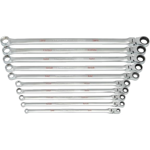 Jeu de cl&eacute;s Gearbox &agrave; t&ecirc;te flexible XL et cannelure universelle 120XP, Cl&eacute; polygonale, 10 morceaux, Imp&eacute;rial Cam Industrial