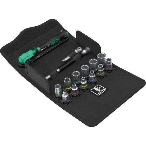 SA 13 Zyklop Comfort Ratchet Set with Reversing Lever, 15 Pcs, 1/4" Drive Size Cam Industrial