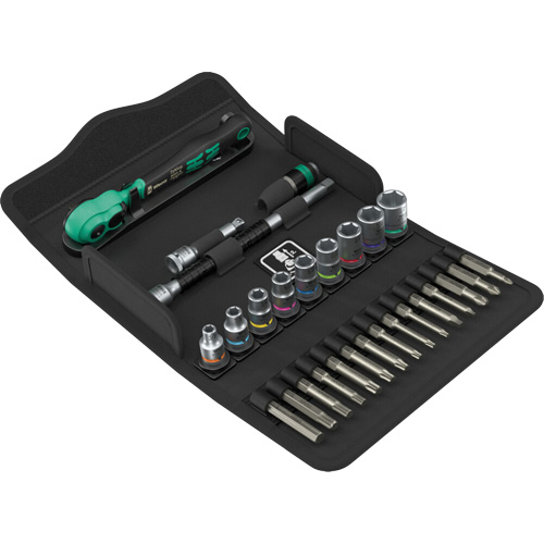 SA 15 Zyklop Comfort Ratchet Set with Reversing Lever, 28 Pcs, 1/4" Drive Size Cam Industrial