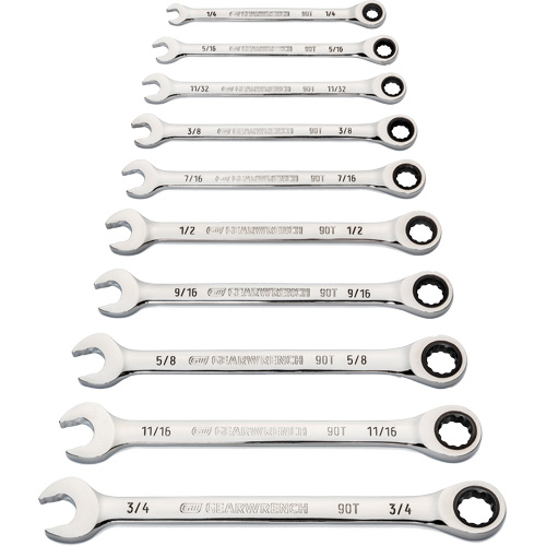Jeu de cl&eacute;s &agrave; 12 pans et 90 dents, Combinaison &agrave; cliquet, 10 morceaux, Imp&eacute;rial Cam Industrial