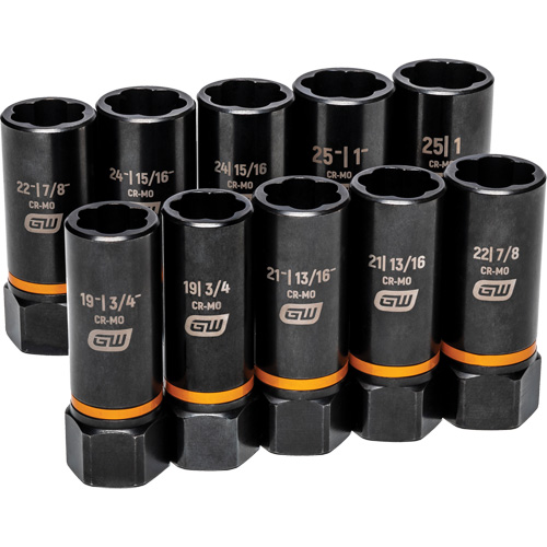 Bolt Biter Extraction Socket Set, 10 Pcs, Impact, 1/2" Drive Size, Deep Cam Industrial
