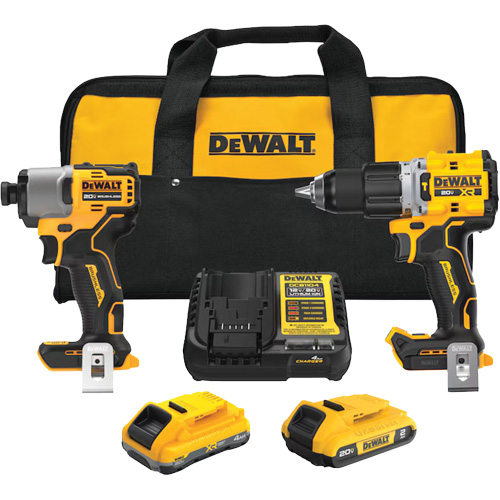 XR Brushless Cordless Premium Drill Driver Kit with 4 Ah POWERSTACK Battery and 2 Ah Battery, 20 V Cam Industrial