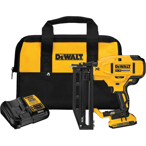 XR&reg; 16 GA Cordless Straight Finish Nailer Kit, 20 V, Lithium-Ion Cam Industrial