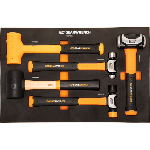Mixed Hammer Set in Foam Storage Tray, 5 Pieces Cam Industrial