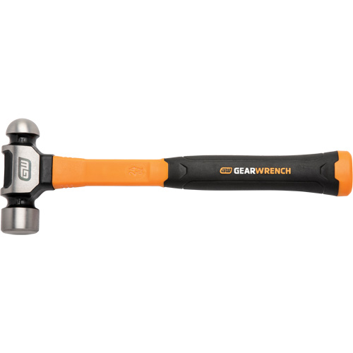 Ball Pein Hammer, 24 oz. Head Weight, Plain/Polished Face, Fibreglass Handle Cam Industrial