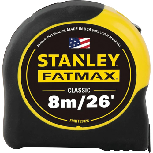 FATMAX&reg; Tape Measure, 1-1/4" x 26'/8 m, Imperial & Metric Graduations Cam Industrial