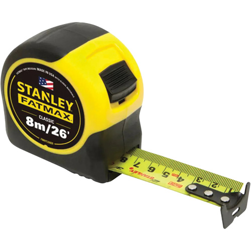 FATMAX&reg; Tape Measure, 1-1/4" x 26'/8 m, Imperial & Metric Graduations Cam Industrial
