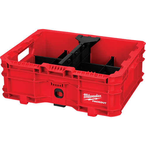 PACKOUT Low-Profile Crate, 15" x 18-5/8" x 6-5/8", Black/Red Cam Industrial